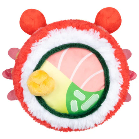 Image shows a top-down view of the stuffed crab roll, showing the sushi component.