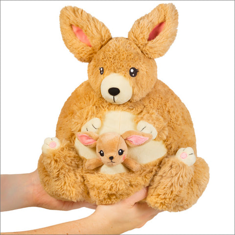 Image shows a stuffed kangaroo with a baby in its pouch