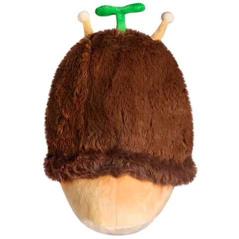 Image shows a back view of the stuffed snail