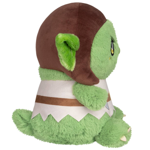 A side view of the plush goblin