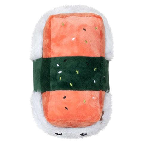 Image shows a top-down view of the stuffed ham musubi sushi