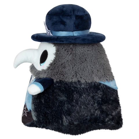 A side view of the plush haunted plague doctor