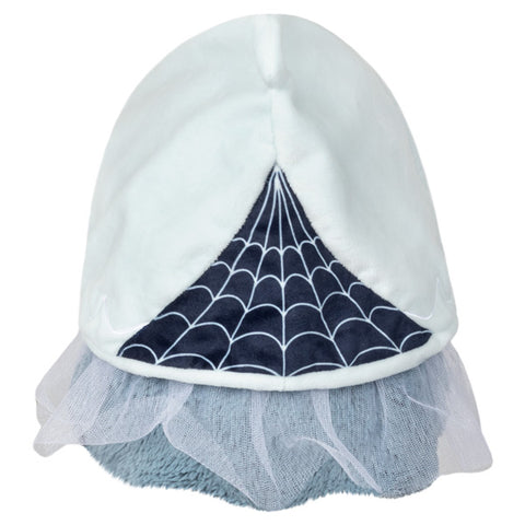 Image shows a back view of the haunted plague nurse. She has a spiderweb on the back of her bonnet.