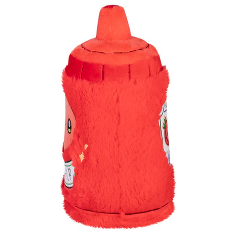 Image shows a side view of the stuffed ketchup bottle