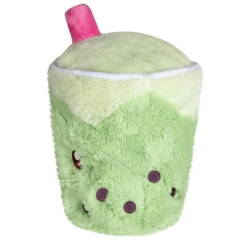 Image shows a side view of the stuffed matcha bubble tea