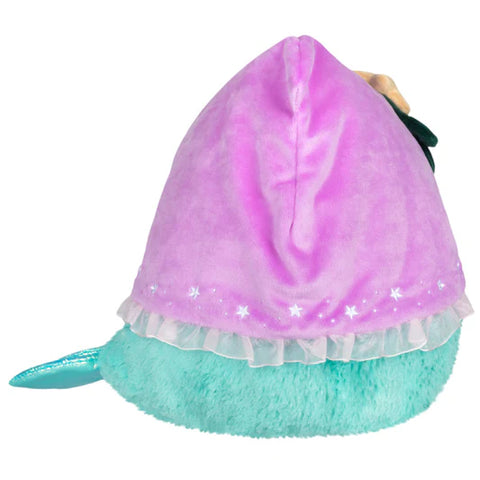 A back view of the stuffed mermaid plague nurse. Her hood has star details at the bottom.