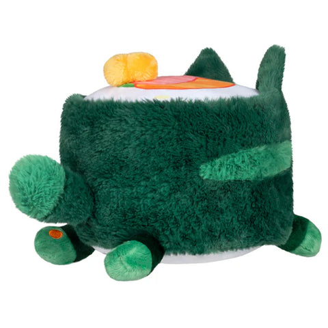 Image shows a back angle view of the stuffed nori cat 
