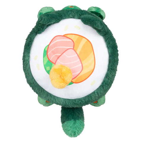 Image shows a top-down view of the stuffed Nori cat