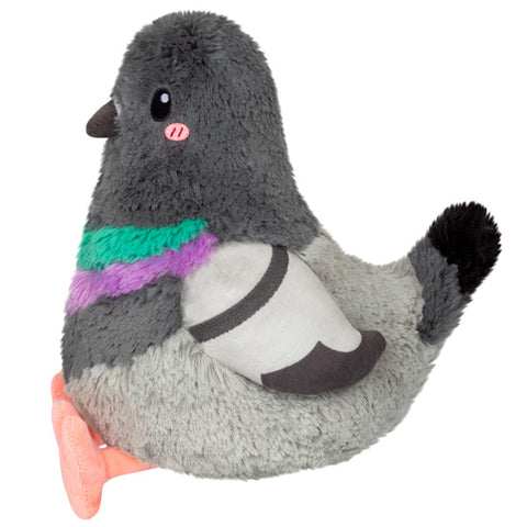 A side view of the plush pigeon