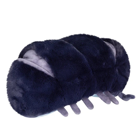 Image shows a back-angle view of the stuffed pillbug