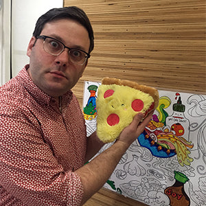 Image shows a man holding up the stuffed piece of pizza. It is about the size of his head.