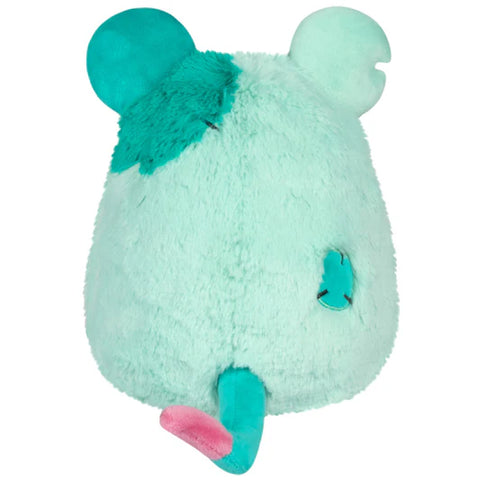 Image shows a back view of the stuffed rat