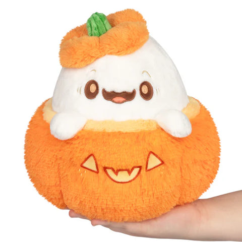 Image shows a stuffed ghost popping out of a stuffed jack-o-lantern