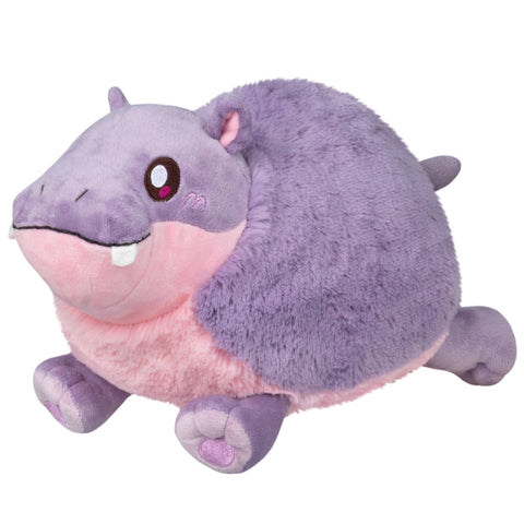 A plush purple and pink pygmy hippo