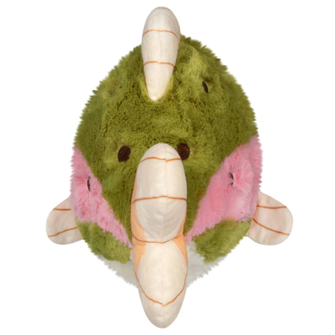 A back view of the plush rainbow trout