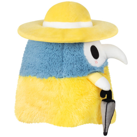 Image shows a side view of the stuffed rainy day plague doctor