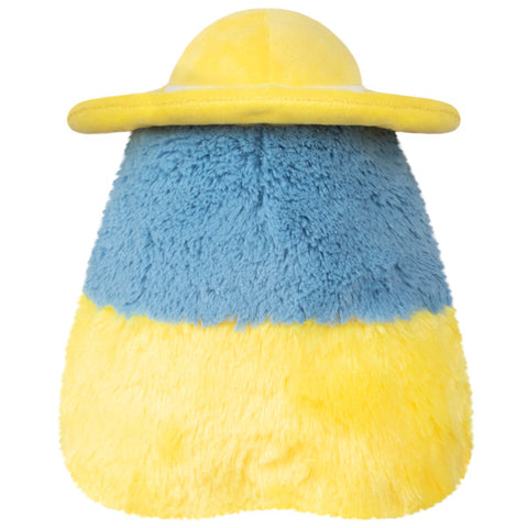 Image shows a back view of the stuffed rainy day plague doctor