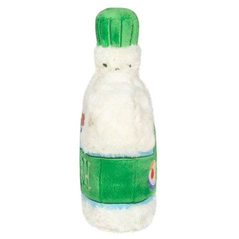 Image shows a side view of the stuffed ranch bottle