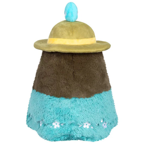 Image shows a back view of the spring mushroom themed plague doctor