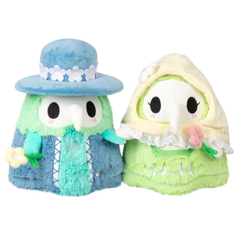 Image shows a stuffed spring themed plague doctor and plague nurse set