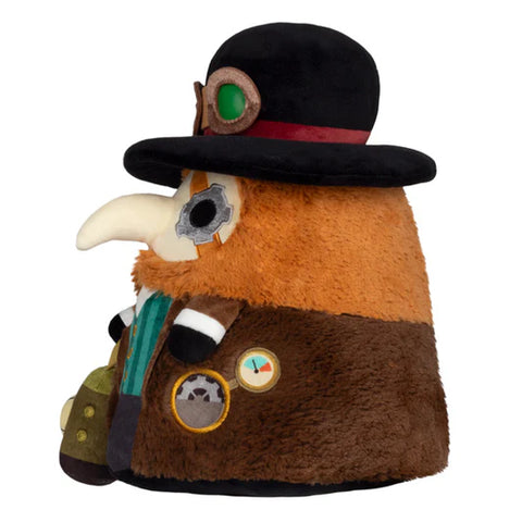 Image shows a side view of the stuffed steampunk plague doctor