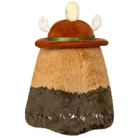 A back view of the plush woodland plague doctor