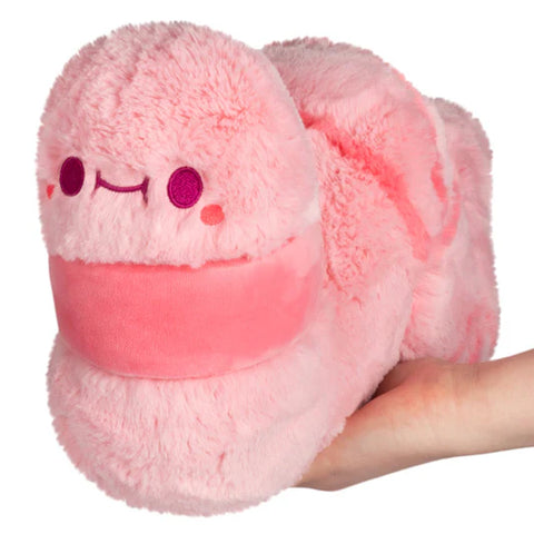 Image shows a stuffed pink worm