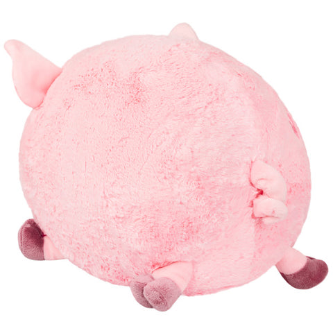 A back-angle view of the plush pig