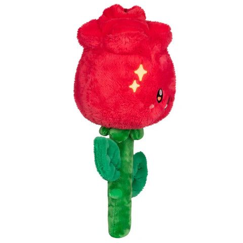 Image shows a side view of the stuffed red rose