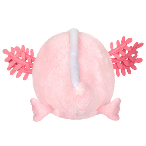 A back view of the plush baby axolotl