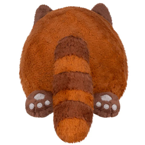 Image shows a back view of the stuffed red panda