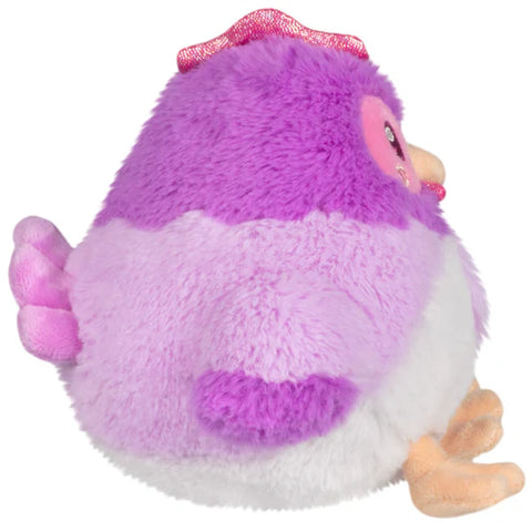 Side view of the plush purple hen