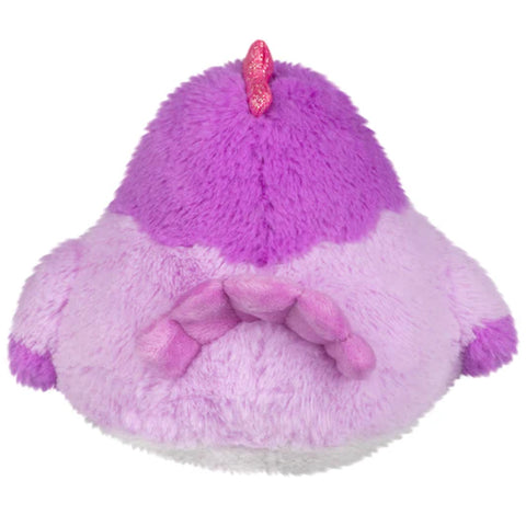 Back view of the plush purple hen toy