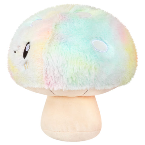 Image shows a side view of the stuffed tie dye mushroom