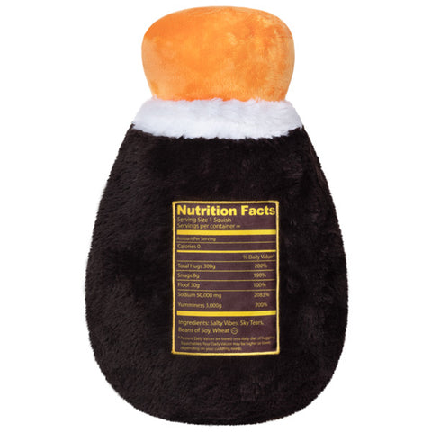 Image shows a back view of the stuffed soy sauce, listing nutrition facts.