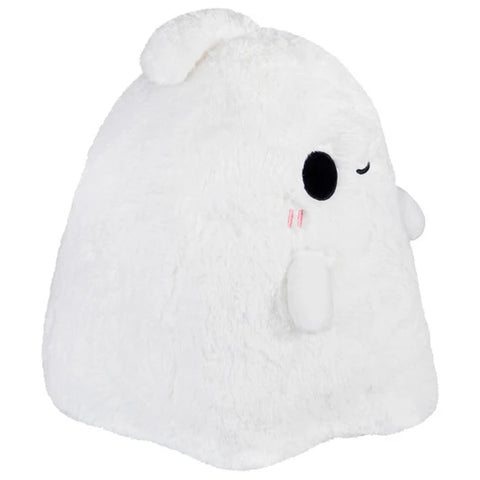 A side view of the plush ghost