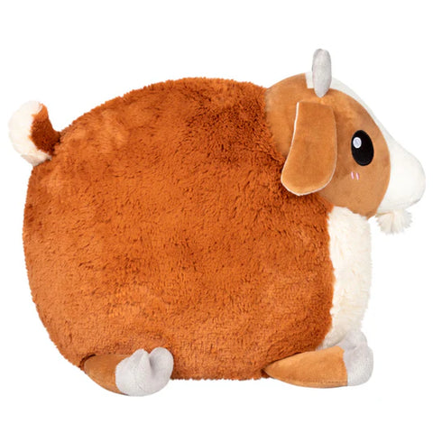 Image shows a side view of the stuffed goat