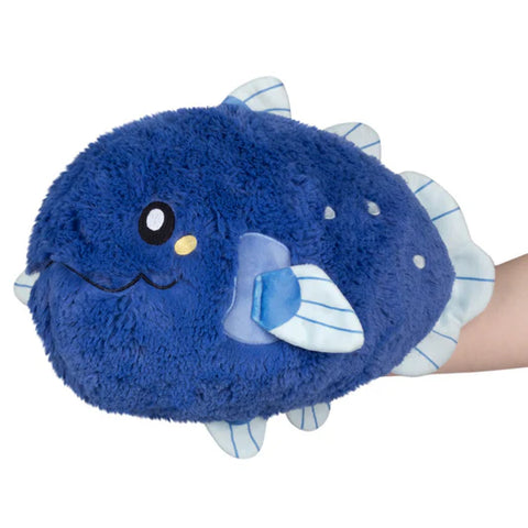 Image shows a blue stuffed Coelacanth fish