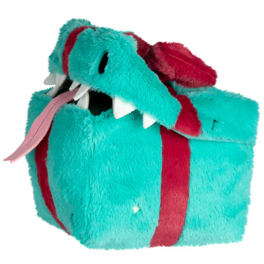 A side view of the same stuffed gift