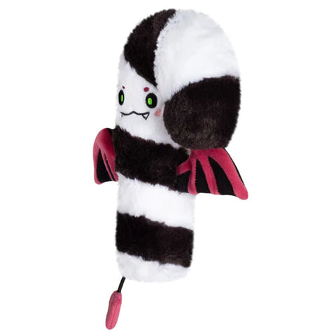 The side view of the same black & white candy cane