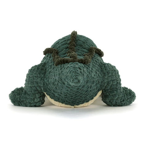 Image shows a back view of the stuffed alligator