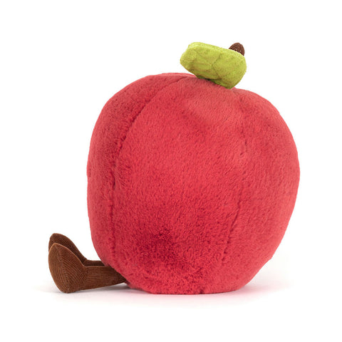 Image shows a side view of the stuffed apple