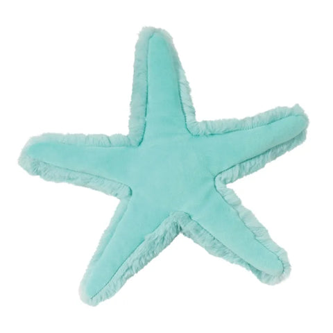Image shows the underside of the stuffed starfish. It is the same aqua color.