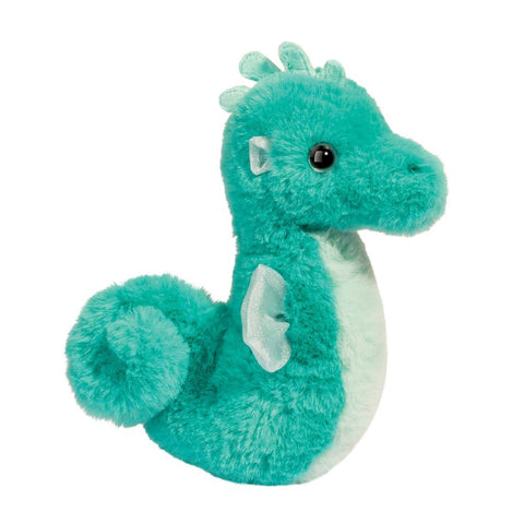 A plush turquoise seahorse