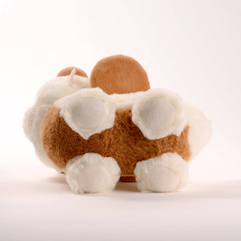 Bottom view of the plush shiitake mushroom dragon
