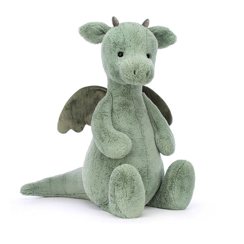 Plush dragon toy on a white background