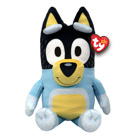 Image shows a stuffed version of Bandit from the cartoon Bluey
