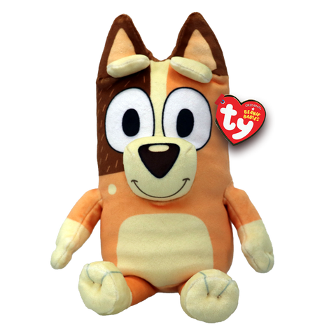 Image shows a stuffed version of the mom dog, Chilli, from the cartoon Bluey