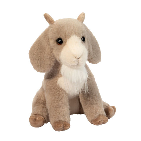 A light brown plush billy goat on a white background