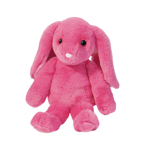Bright Pink plush bunny toy on a white background